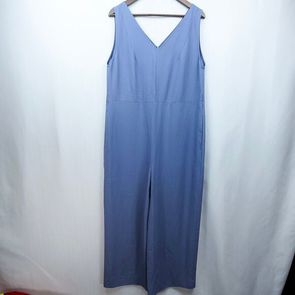 Everlane The Japanese GoWeave Essential Jumpsuit Sz 12 Dusty Blue -Missing Belt- - Picture 2 of 12